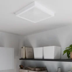Plafonnier carré blanc LED integrée Hestia blanc neutre L.30 x l.30cm IP20 1800lm 17W GoodHome