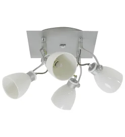 Plafonnier carré gris satiné 4 lumières spots orientables et inclinables 4 x 40 W G9
