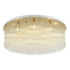 Plafonnier chic doré multi pampille transparentes 62 cm - Sandrilla