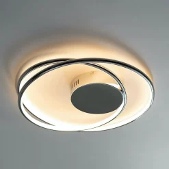 Plafonnier chromé double boucle LED - Xandra