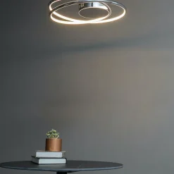 Plafonnier chromé double boucle LED - Xandra