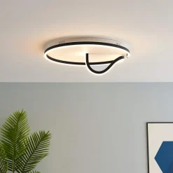 Plafonnier circulaire fin noir LED - Bowen