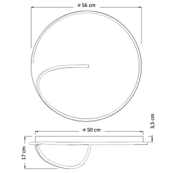 Plafonnier circulaire fin noir LED - Bowen
