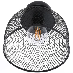 Plafonnier Clark métal noir IP54 E27 40W Ø.25cm Lussiol