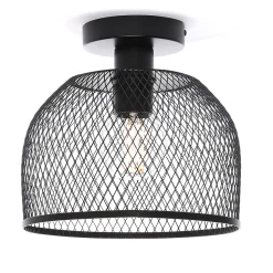 Plafonnier Clark métal noir IP54 E27 40W Ø.25cm Lussiol