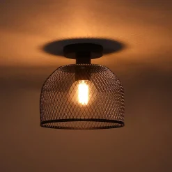 Plafonnier Clark métal noir IP54 E27 40W Ø.25cm Lussiol