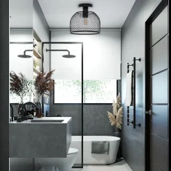 Plafonnier Clark métal noir IP54 E27 40W Ø.25cm Lussiol