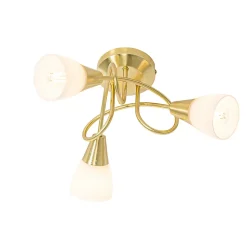 Plafonnier classique doré avec verre opale 3 lumières - Inez