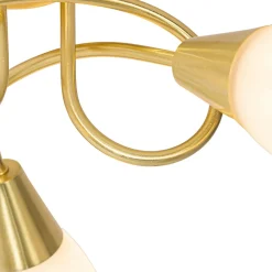 Plafonnier classique doré avec verre opale 3 lumières - Inez