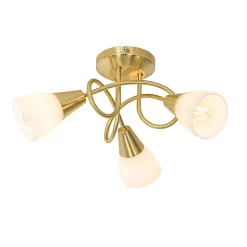 Plafonnier classique doré avec verre opale 3 lumières - Inez