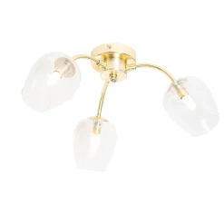 Plafonnier classique doré avec verre 3 lumières - Elien