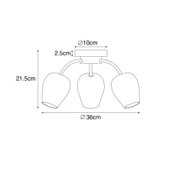Plafonnier classique doré avec verre 3 lumières - Elien