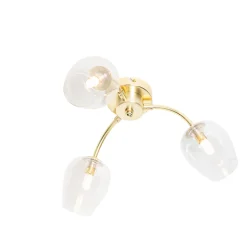 Plafonnier classique doré avec verre 3 lumières - Elien