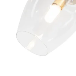 Plafonnier classique doré avec verre 3 lumières - Elien