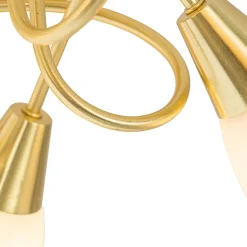 Plafonnier classique doré avec verre opale 5 lumières - Inez