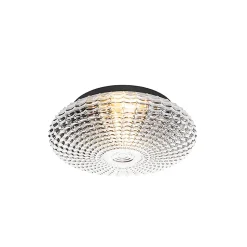 Plafonnier classique noir avec verre fumé 35 cm IP44 - Nohmi