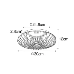 Plafonnier classique noir avec verre opale 30 cm IP44 - Nohmi