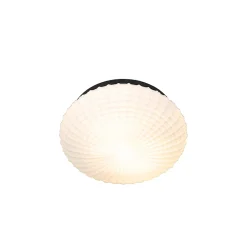 Plafonnier classique noir avec verre opale 30 cm IP44 - Nohmi