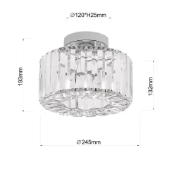 Plafonnier cristal chrome glamour avec douille E27 Vetro Light Prestige