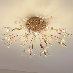 Plafonnier cristal doré 78 cm - Gutenstein