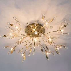 Plafonnier cristal doré 78 cm - Gutenstein