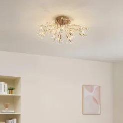 Plafonnier cristal doré 78 cm - Gutenstein