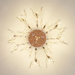 Plafonnier cristal doré 78 cm - Gutenstein