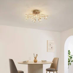 Plafonnier cristal doré 78 cm - Gutenstein