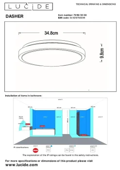 Plafonnier DASHER en acrylique avec LED intégré - Noir - Lucide