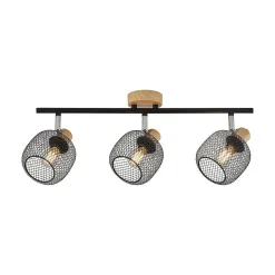 Plafonnier décoratif 3xE14 23W IP20 - Noir et bois