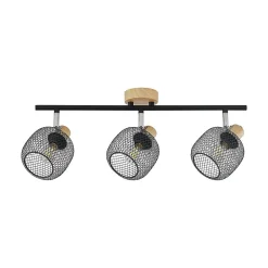 Plafonnier décoratif 3xE14 23W IP20 - Noir et bois