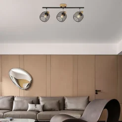 Plafonnier décoratif 3xE14 23W IP20 - Noir et bois