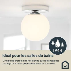 Plafonnier de salle de bain Dorres E14 40W IP44 Ø16cm GoodHome argent
