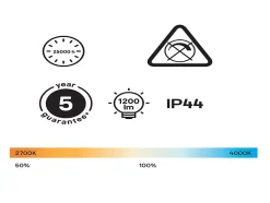 Plafonnier de salle de bain Wapta LED intégrée 1200lm 12W IP44 Ø28,3cm blanc froid & blanc chaud GoodHome chrome brillant