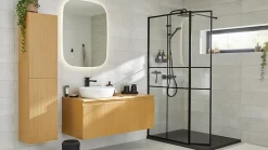 Plafonnier de salle de bain Wapta LED intégrée 1200lm 12W IP44 Ø28,3cm blanc froid & blanc chaud GoodHome noir