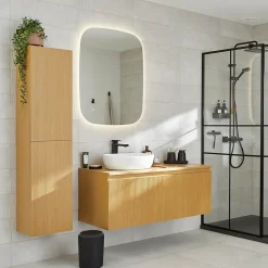 Plafonnier de salle de bain Wapta LED intégrée 1200lm 12W IP44 Ø28,3cm blanc froid & blanc chaud GoodHome noir