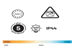 Plafonnier de salle de bain Wapta LED intégrée 1200lm 12W IP44 Ø28,3cm blanc froid & blanc chaud GoodHome noir brillant