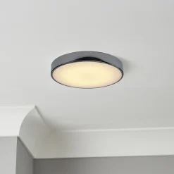 Plafonnier de salle de bain Wapta LED intégrée 1200lm 12W IP44 Ø28,3cm blanc froid & blanc chaud GoodHome noir brillant