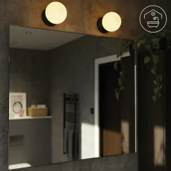 Plafonnier de salle de bain noir E14 10W IP44 GoodHome Hoatzin