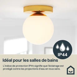 Plafonnier de salle de bain Dorres E14 40W IP44 Ø16cm GoodHome or
