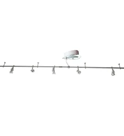 Plafonnier deformable 5 spots orientables inclinables compatible LED 35w acier brosse