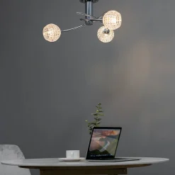 Plafonnier design à 3 sphères transparentes aux motifs graphiques - Salvati