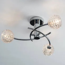 Plafonnier design à 3 sphères transparentes aux motifs graphiques - Salvati