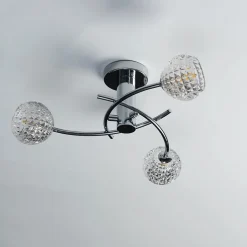 Plafonnier design à 3 sphères transparentes aux motifs graphiques - Salvati