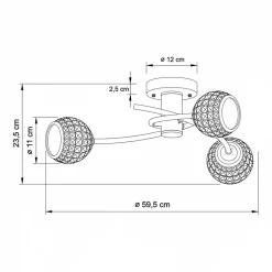 Plafonnier design à 3 sphères transparentes aux motifs graphiques - Salvati