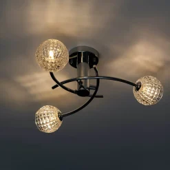 Plafonnier design à 3 sphères transparentes aux motifs graphiques - Salvati