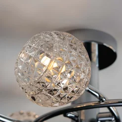 Plafonnier design à 6 sphères transparentes aux motifs graphiques - Salvati