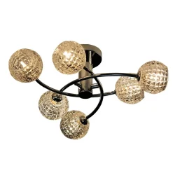 Plafonnier design à 6 sphères transparentes aux motifs graphiques - Salvati
