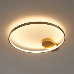 Plafonnier design cercle doré 50 cm - Evelia