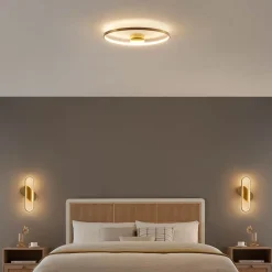 Plafonnier design cercle doré 50 cm - Evelia